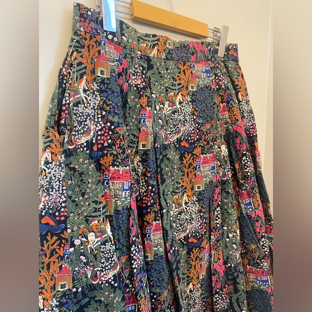 Vintage Collection Toussaint Folk Midi Skirt Cottagecore Whimsical Art to Wear - Picture 8 of 12